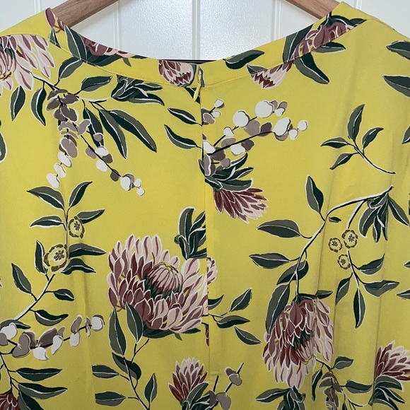 Loft Plus Yellow Floral Midi Shift Dress with Long Sleeves NWOT - Picture 8 of 9